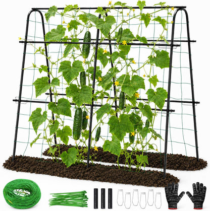 Cucumber Trellis for Raised Garden Bed, 48x48inch, Green