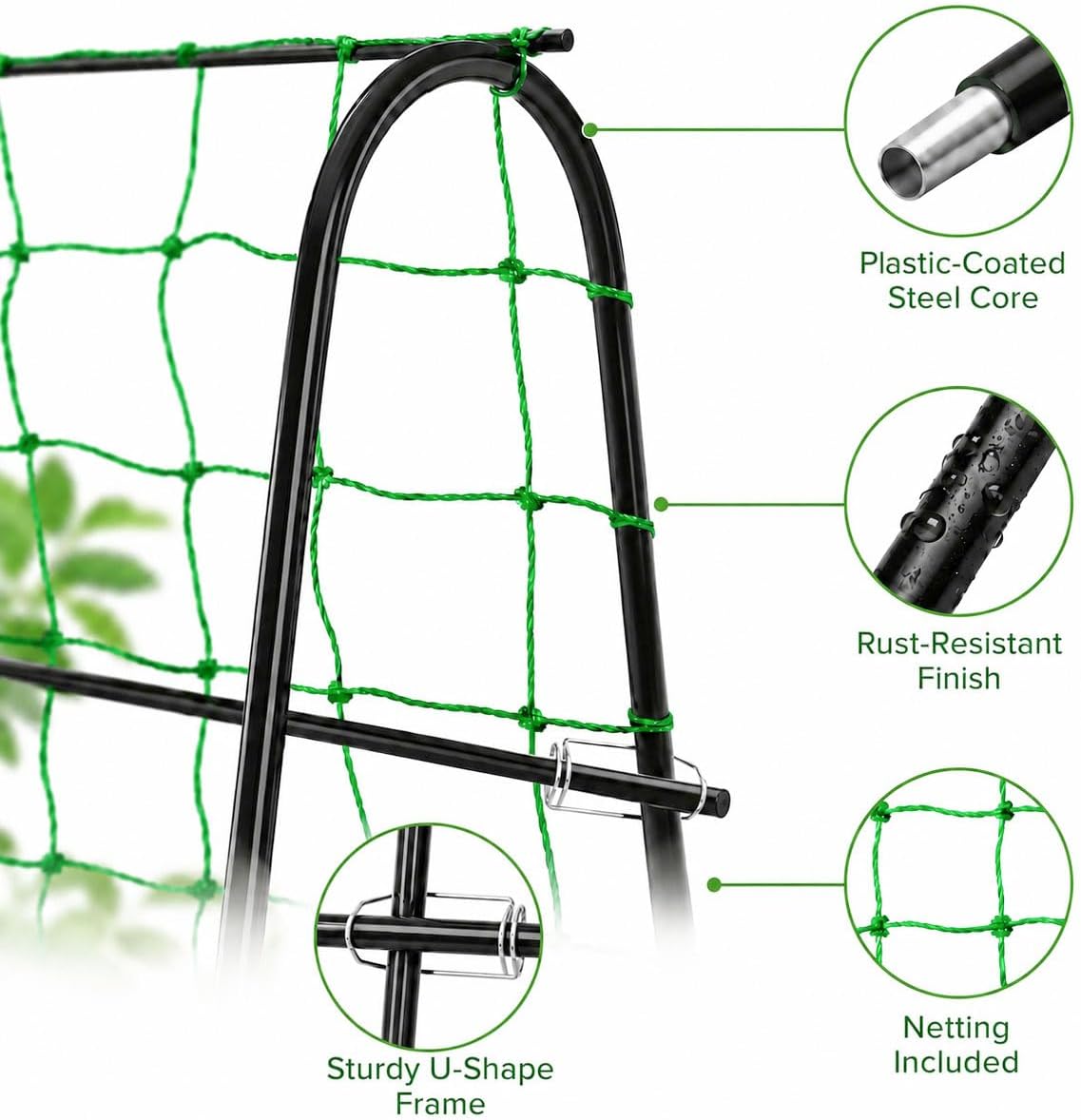 Cucumber Trellis for Raised Garden Bed, 48x48inch, Green