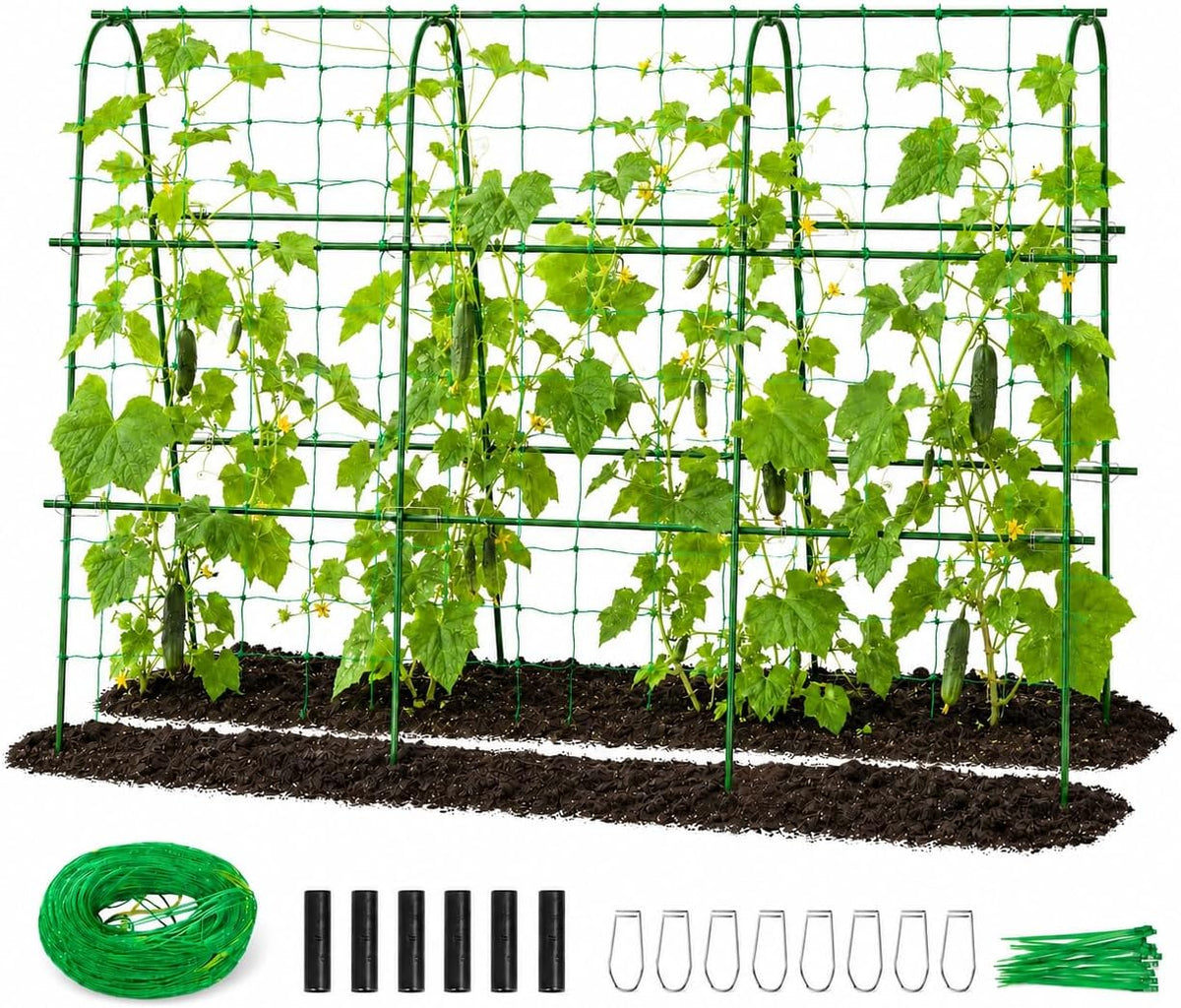 Cucumber Trellis for Raised Garden Bed, 48x48inch, Green
