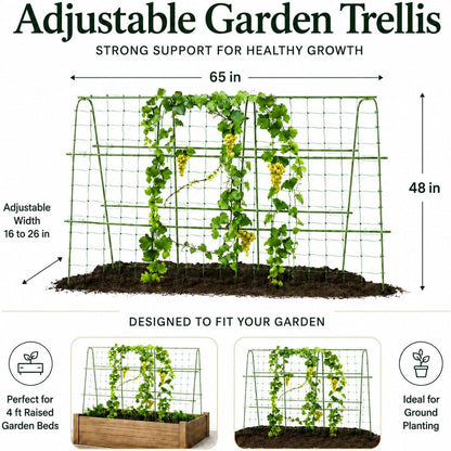 Cucumber Trellis for Raised Garden Bed, 48x48inch, Green