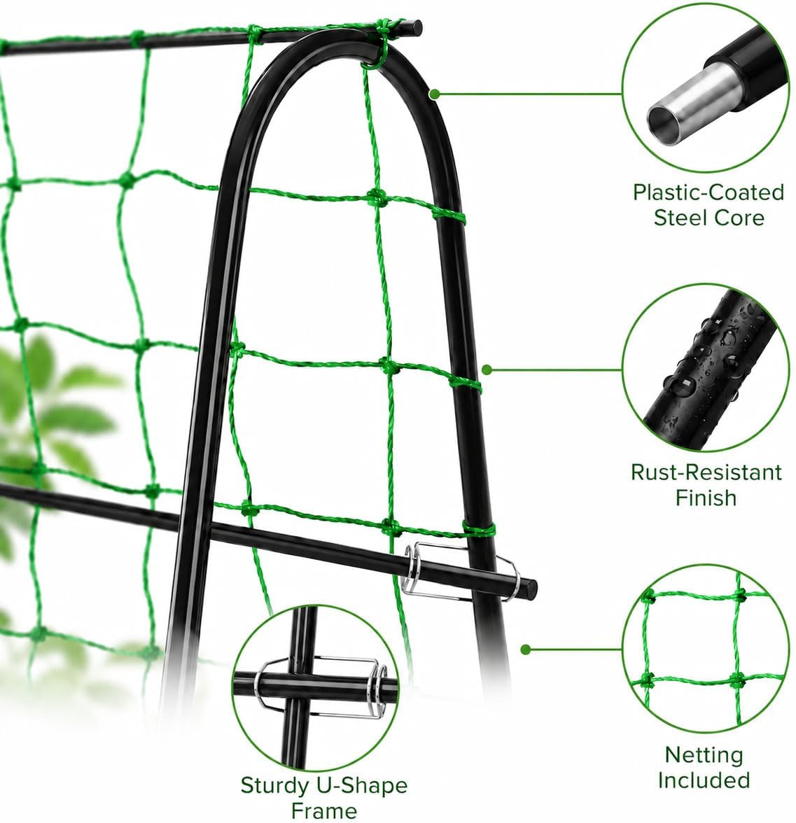 Cucumber Trellis for Raised Garden Bed, 48x48inch, Green