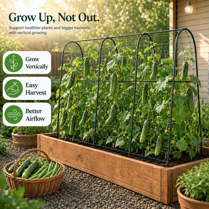 Cucumber Trellis for Raised Garden Bed, 48x48inch, Green