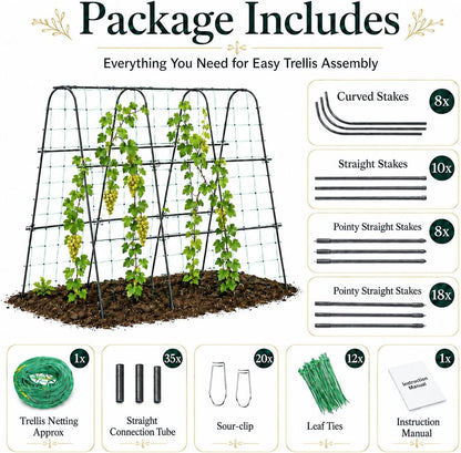 Cucumber Trellis for Raised Garden Bed, 48x48inch, Green