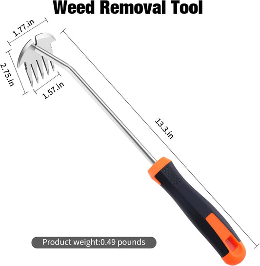 Weed Puller Tool, Portable Garden Weeder Tool, 2026 New Model Rubber Non-Slip Handle Stainless Steel 5-Teeth Weeding Tool, Garden Tools for Vegetable Gardening Backyard Farm Planting & Weeding Tool