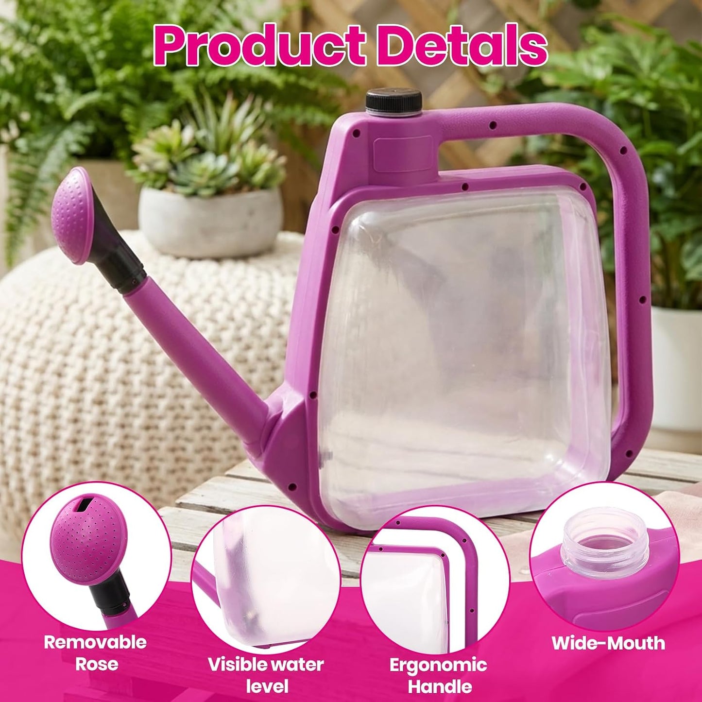 1 Gal Green Clear Plastic Foldable Watering Can