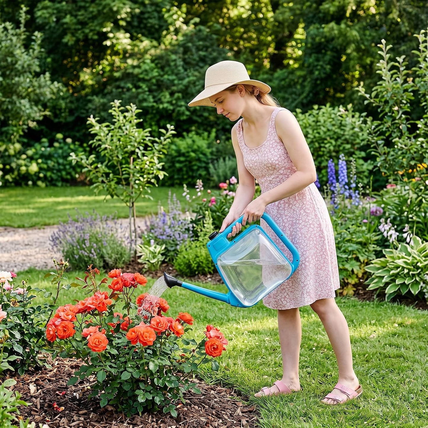 1 Gal Green Clear Plastic Foldable Watering Can