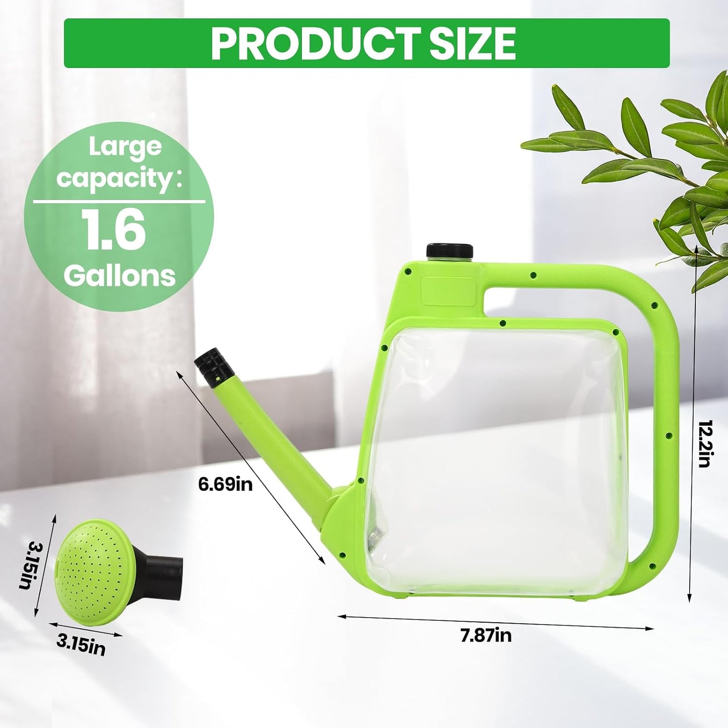 1 Gal Green Clear Plastic Foldable Watering Can