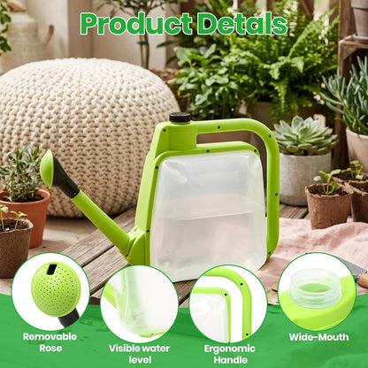 1 Gal Green Clear Plastic Foldable Watering Can