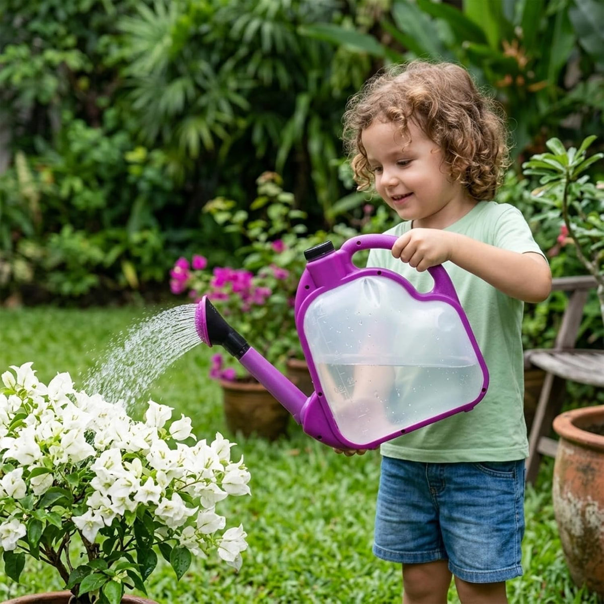 1 Gal Green Clear Plastic Foldable Watering Can