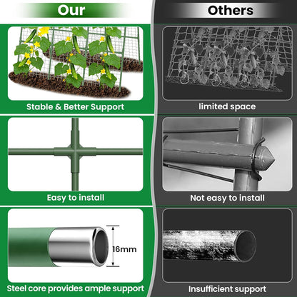 Cucumber Trellis for Raised Bed 48" L x 64" H, 16mm Adjustable A-Frame Garden Trellis with Net for Climbing Plants, Vertical Garden Vegetable Trellis for Zucchini Pea Bean Squash Grape Tomato Flowers
