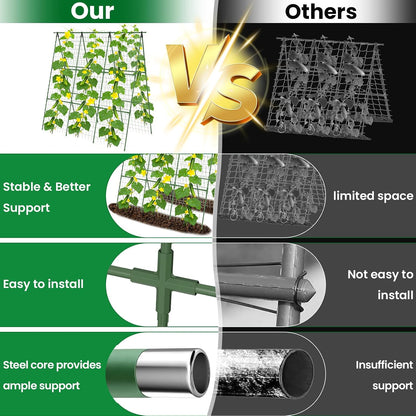 Cucumber Trellis for Raised Bed 48" L x 64" H, 16mm Adjustable A-Frame Garden Trellis with Net for Climbing Plants, Vertical Garden Vegetable Trellis for Zucchini Pea Bean Squash Grape Tomato Flowers