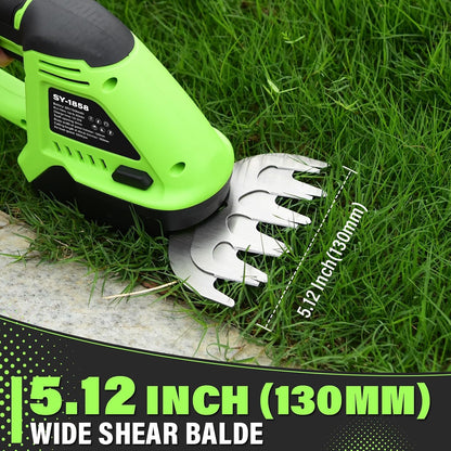 Hedge Trimmer Cordless, 2-in-1 Handheld Hedge Trimmers, 20V Electric Grass Shear & Shrubbery Trimmer, Battery Operated Grass Cutter for Garden/Lawn with Charger and Battery