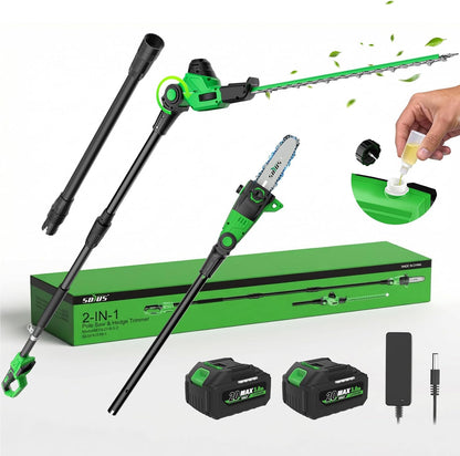 Hedge Trimmer Cordless, 2-in-1 Handheld Hedge Trimmers, 20V Electric Grass Shear & Shrubbery Trimmer, Battery Operated Grass Cutter for Garden/Lawn with Charger and Battery