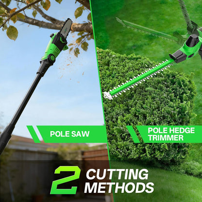 Hedge Trimmer Cordless, 2-in-1 Handheld Hedge Trimmers, 20V Electric Grass Shear & Shrubbery Trimmer, Battery Operated Grass Cutter for Garden/Lawn with Charger and Battery