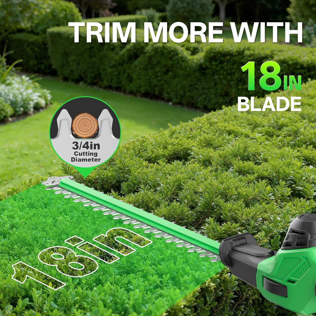 Hedge Trimmer Cordless, 2-in-1 Handheld Hedge Trimmers, 20V Electric Grass Shear & Shrubbery Trimmer, Battery Operated Grass Cutter for Garden/Lawn with Charger and Battery