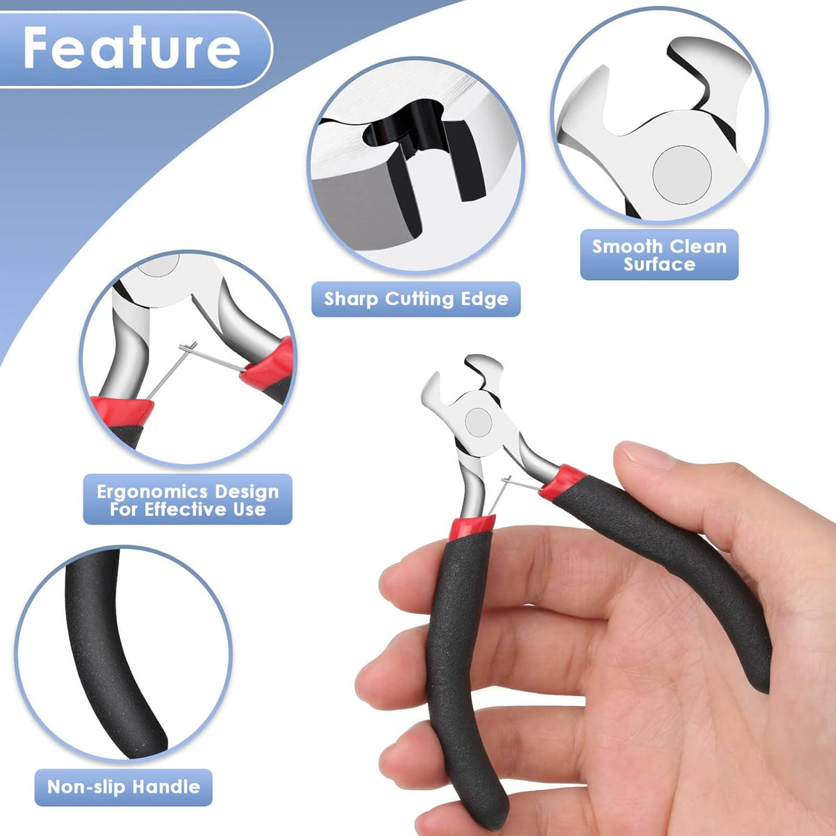 Wire Cutters, Small Side Cutters for Crafts, Flush Cutting Pliers for Jewelry Making, Floral Wire Cutters for Artificial Flowers, Zip Tie Cutters for Cable Tie, Wire Cutting Tool for Guitar Strings