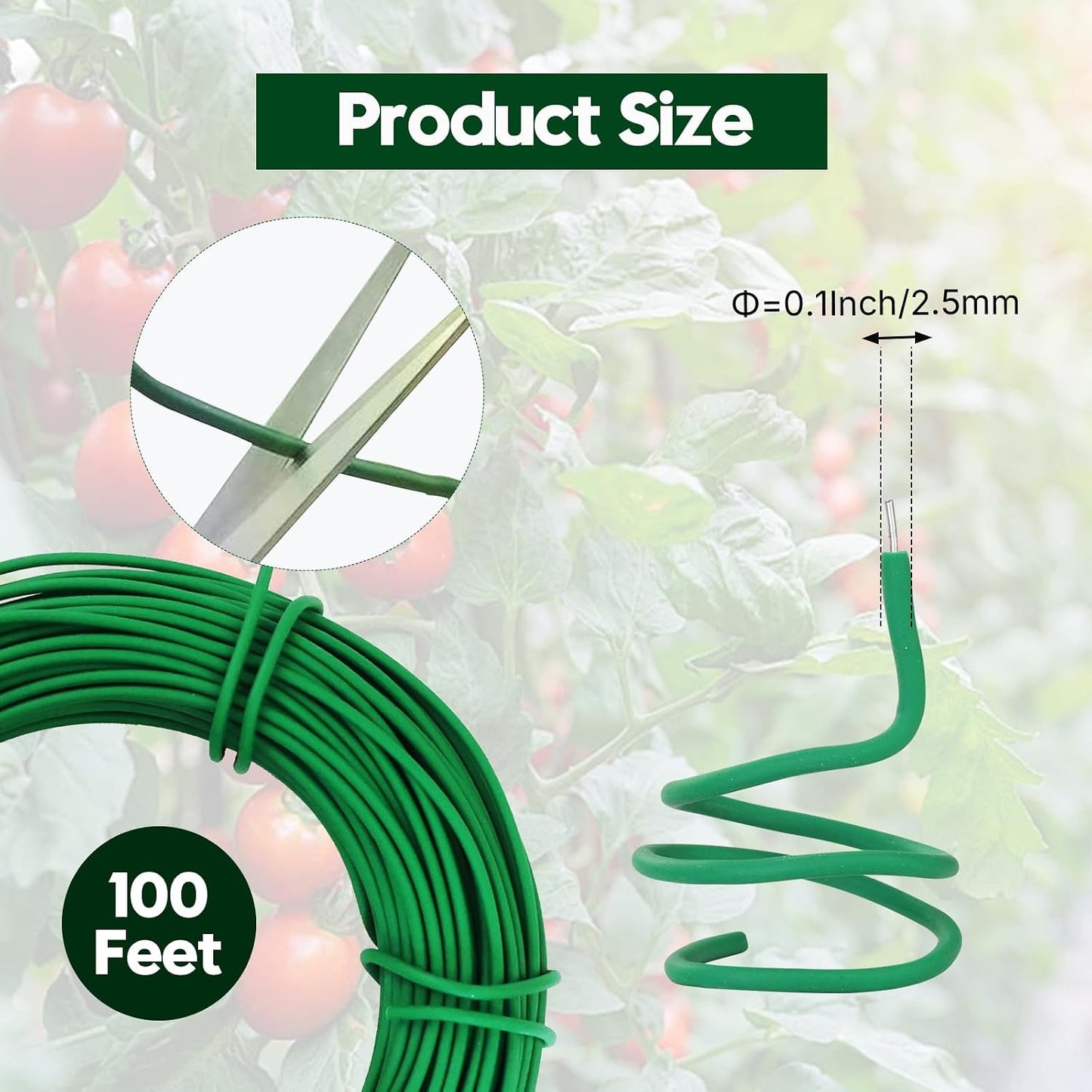 100FT Soft Tie for Plants, Green Twist Garden Ties for Gardening