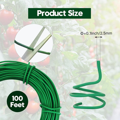100FT Soft Tie for Plants, Green Twist Garden Ties for Gardening