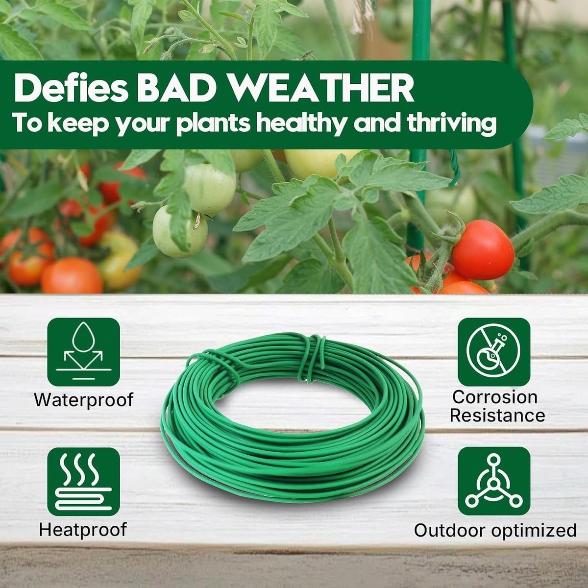100FT Soft Tie for Plants, Green Twist Garden Ties for Gardening