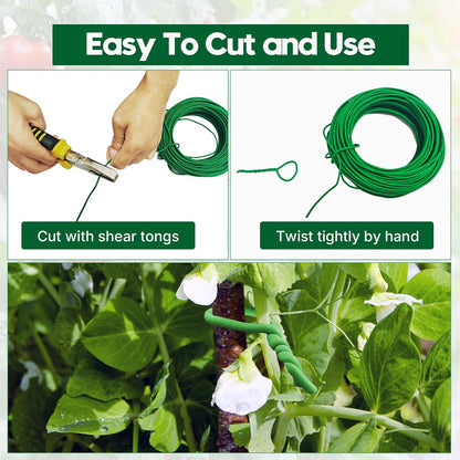 100FT Soft Tie for Plants, Green Twist Garden Ties for Gardening