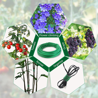 100FT Soft Tie for Plants, Green Twist Garden Ties for Gardening
