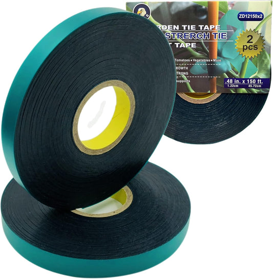 2-Pack, 8 mil Extra Thick 150 Feet x 1/2'' Stretch Plant Tie Tape, Garden Tie Tape for Planting and Grafting, Plant Ribbon for Tomatoes, Grapes and Trees, Green Tie Tape