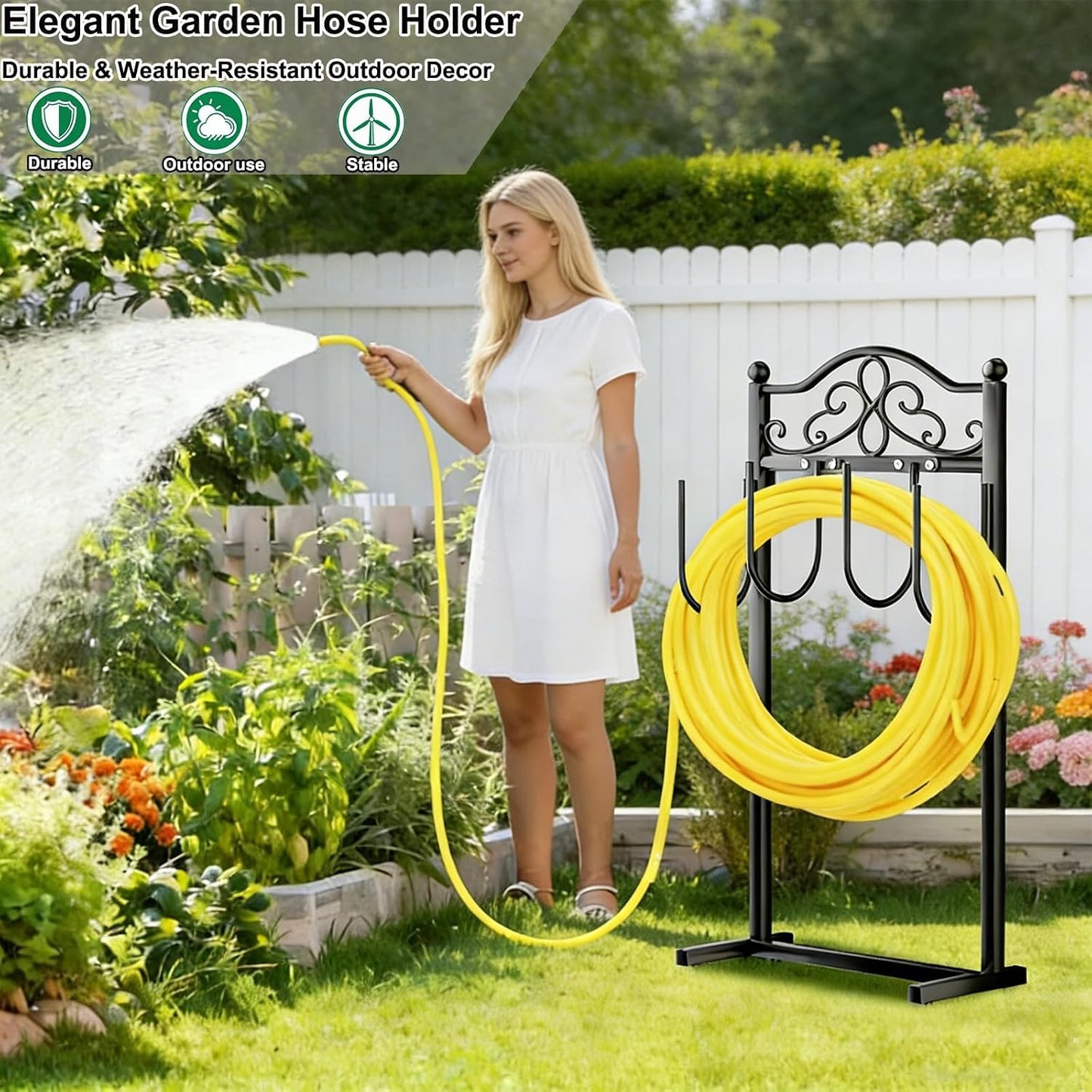 2 Pack Garden Hose Holder,100ft Capacity Hose Reel for Outside
