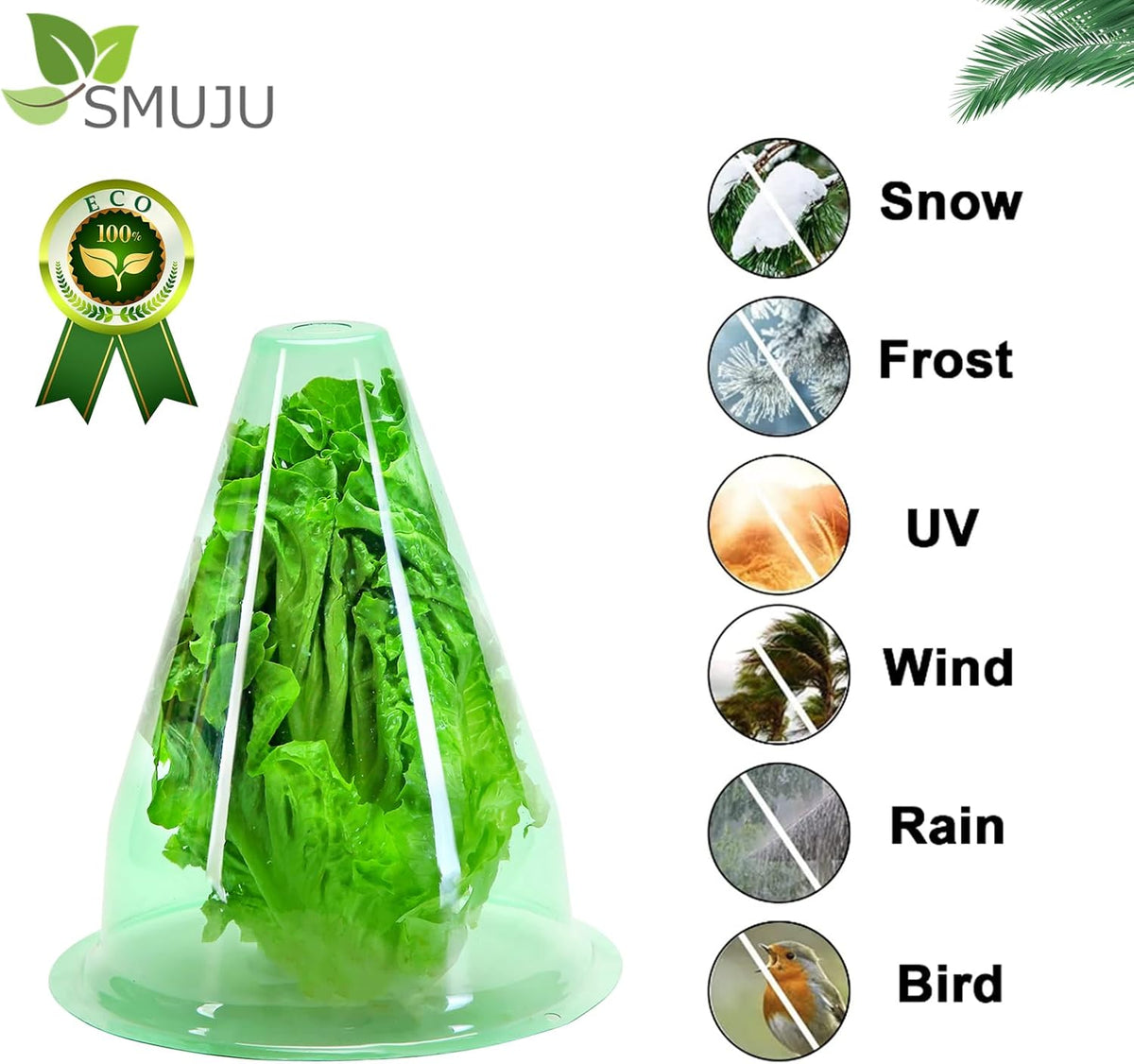 【12 Pieces】 Garden Cloches for Plants, Multifunctional Plant Covers Plant Protectors Transparent Bell Jar Cloches to Protect Plants from Birds, Slugs, Frost, Freeze Weather, 7.8" D x 9.4" H, Green