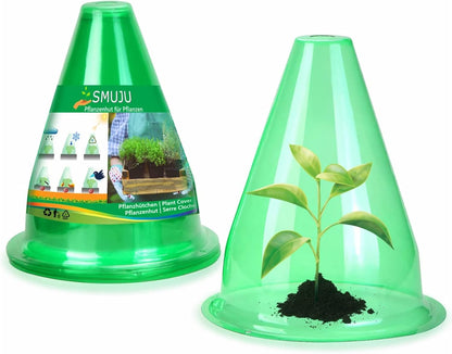 【12 Pieces】 Garden Cloches for Plants, Multifunctional Plant Covers Plant Protectors Transparent Bell Jar Cloches to Protect Plants from Birds, Slugs, Frost, Freeze Weather, 7.8" D x 9.4" H, Green