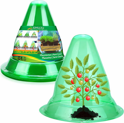 【12 Pieces】 Garden Cloches for Plants, Multifunctional Plant Covers Plant Protectors Transparent Bell Jar Cloches to Protect Plants from Birds, Slugs, Frost, Freeze Weather, 7.8" D x 9.4" H, Green