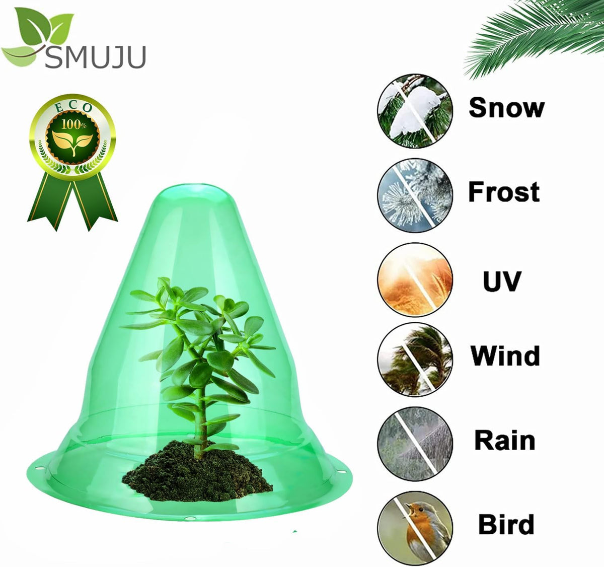 【12 Pieces】 Garden Cloches for Plants, Multifunctional Plant Covers Plant Protectors Transparent Bell Jar Cloches to Protect Plants from Birds, Slugs, Frost, Freeze Weather, 7.8" D x 9.4" H, Green