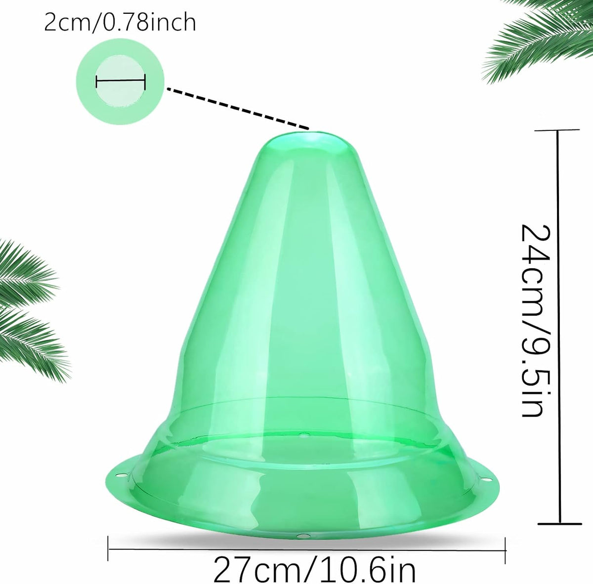 【12 Pieces】 Garden Cloches for Plants, Multifunctional Plant Covers Plant Protectors Transparent Bell Jar Cloches to Protect Plants from Birds, Slugs, Frost, Freeze Weather, 7.8" D x 9.4" H, Green
