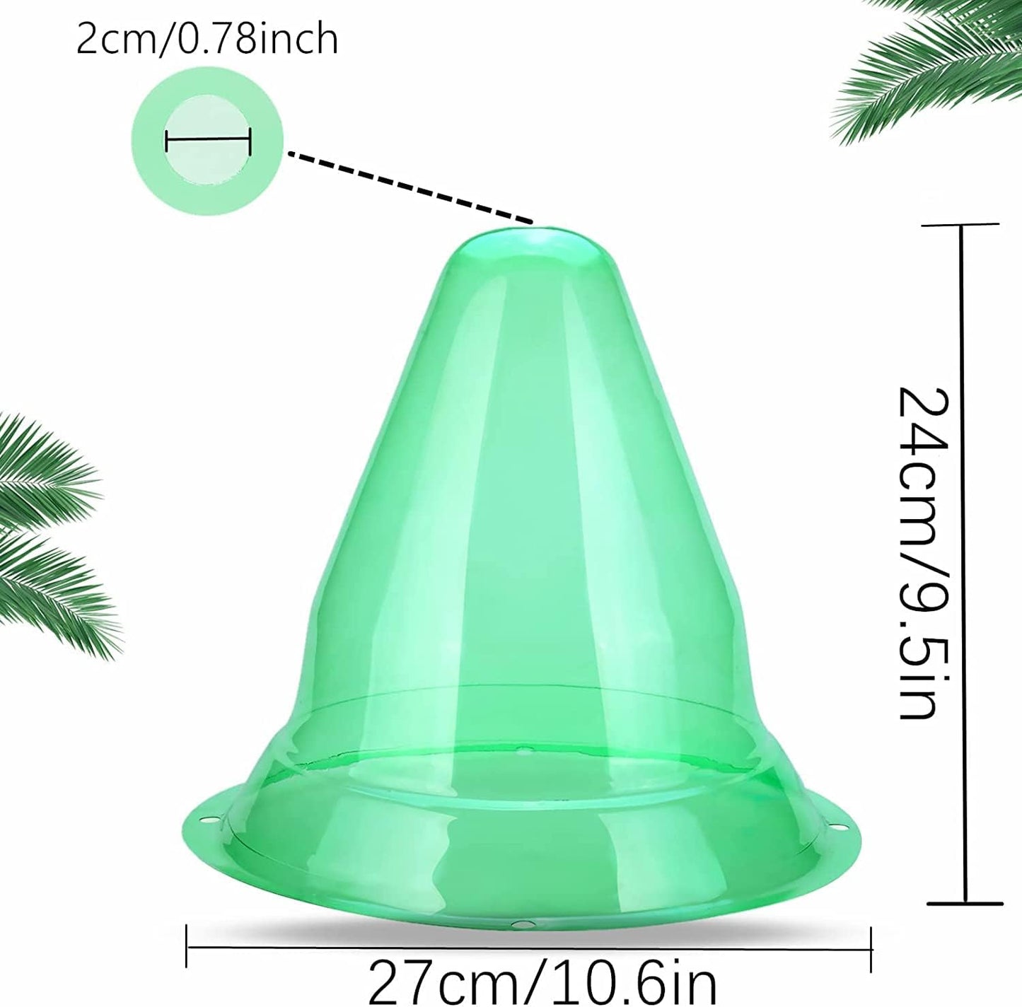 【12 Pieces】 Garden Cloches for Plants, Multifunctional Plant Covers Plant Protectors Transparent Bell Jar Cloches to Protect Plants from Birds, Slugs, Frost, Freeze Weather, 7.8" D x 9.4" H, Green