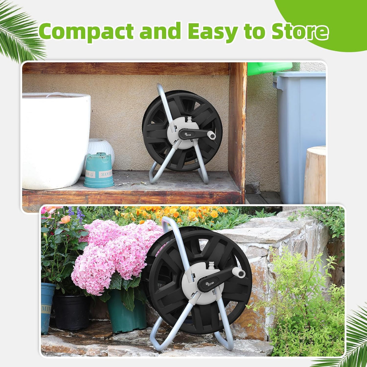 Water Hose Reel,Holds 60-80 Ft of 5/8" Hose