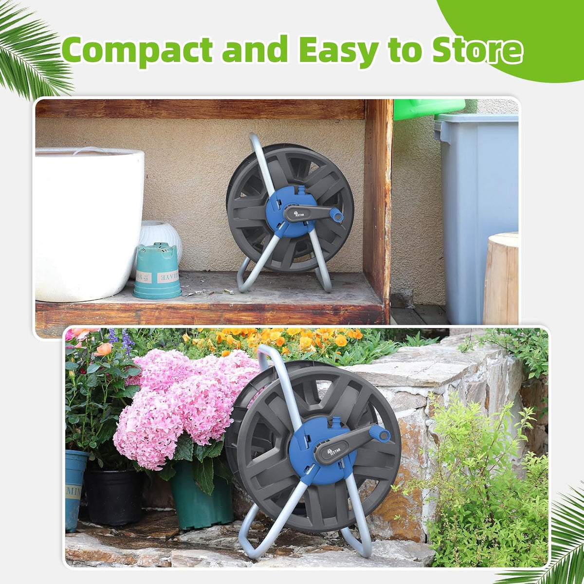 Water Hose Reel,Holds 60-80 Ft of 5/8" Hose