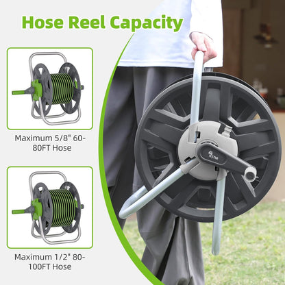 Water Hose Reel,Holds 60-80 Ft of 5/8" Hose