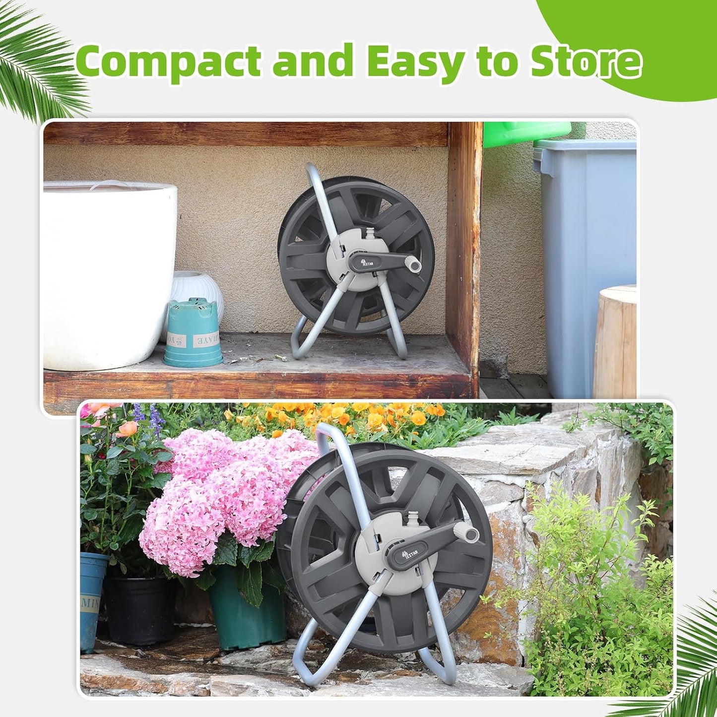 Water Hose Reel,Holds 60-80 Ft of 5/8" Hose