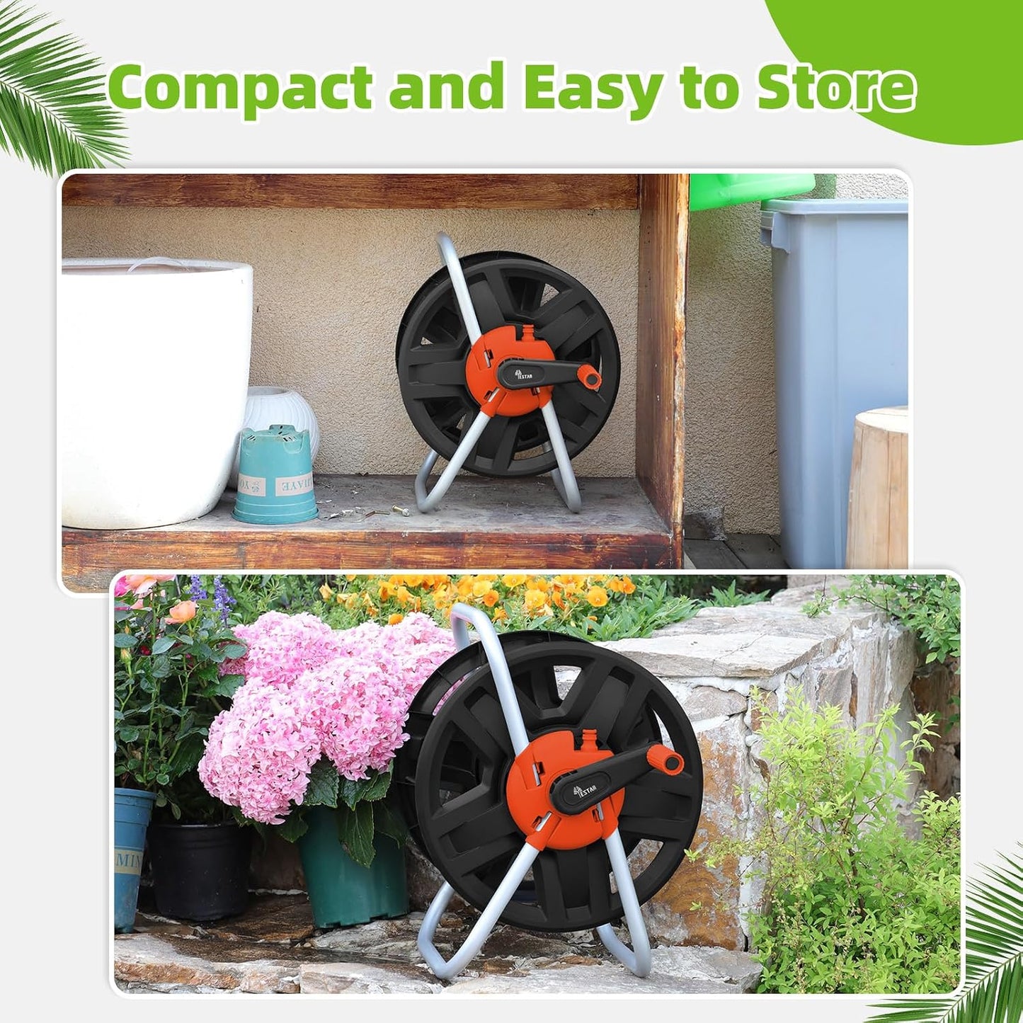 Water Hose Reel,Holds 60-80 Ft of 5/8" Hose