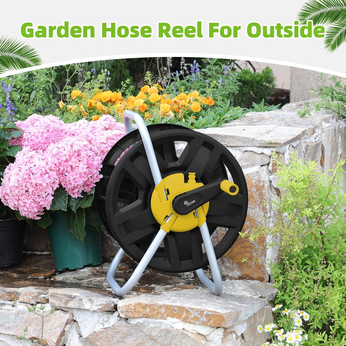 Water Hose Reel,Holds 60-80 Ft of 5/8" Hose
