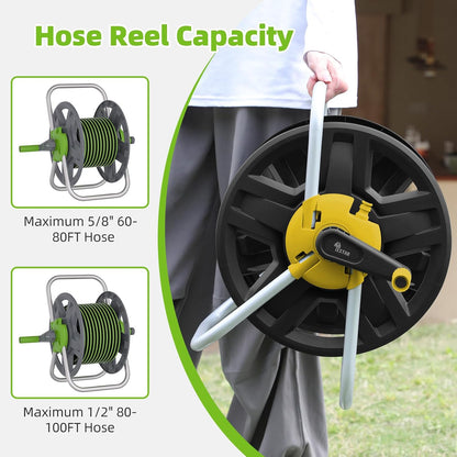 Water Hose Reel,Holds 60-80 Ft of 5/8" Hose