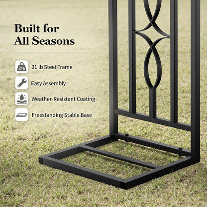 Metal Garden Arch, Heavy Duty Garden Trellis for Climbing Plants, with Enlarged Base for Stability, Ideal for Wedding Arches & Party Decorations, 55" W x 86" H