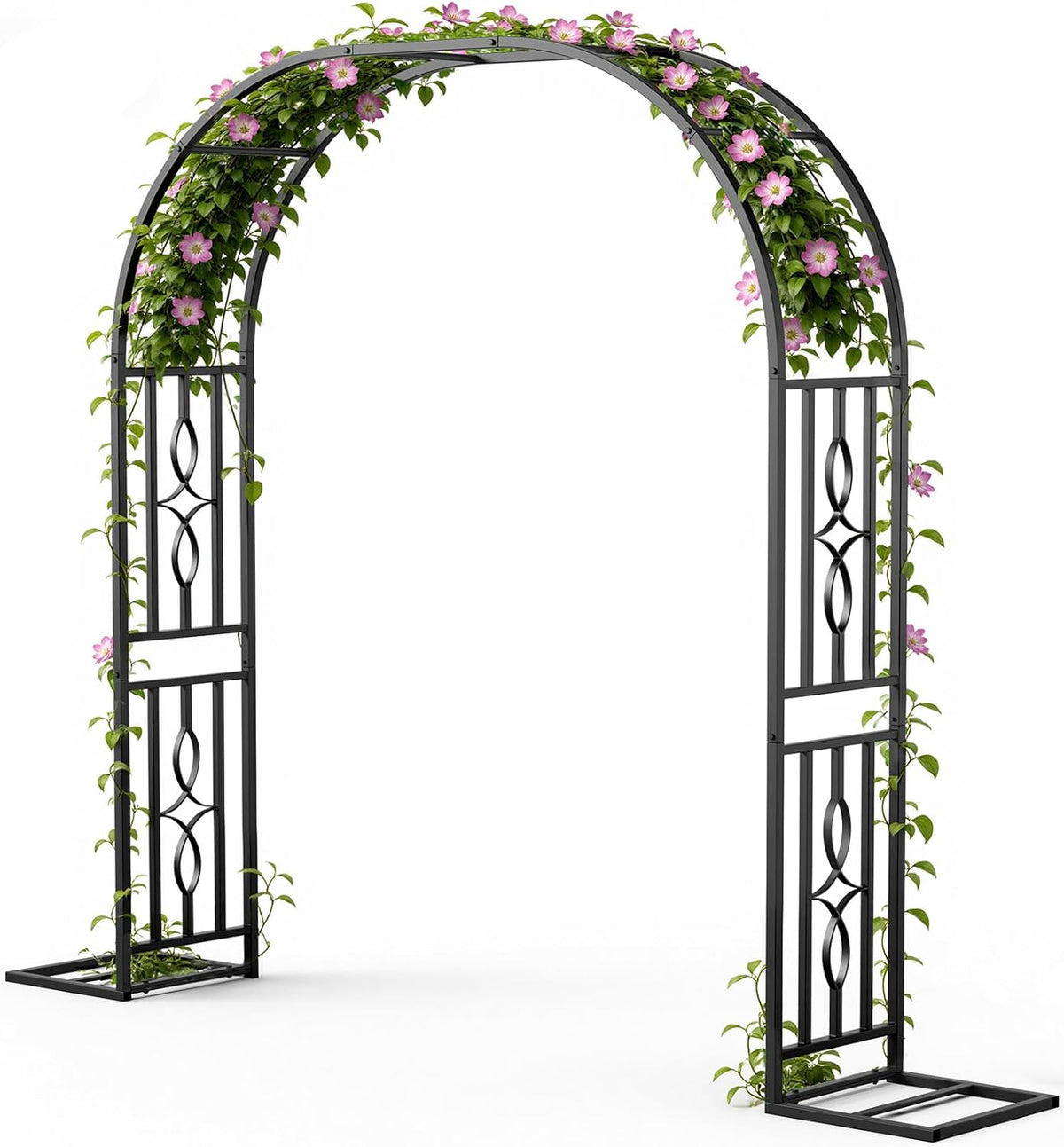Metal Garden Arch, Heavy Duty Garden Trellis for Climbing Plants, with Enlarged Base for Stability, Ideal for Wedding Arches & Party Decorations, 55" W x 86" H
