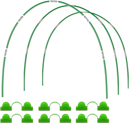 Garden Hoops for Raised Beds 3Set Row Cover Greenhouse Garden Grow Tunnel Netting Hoops, Greenhouse Support Hoop Flexible Fiberglass DIY for Outdoor Plant 18pcs Flexible Sticks