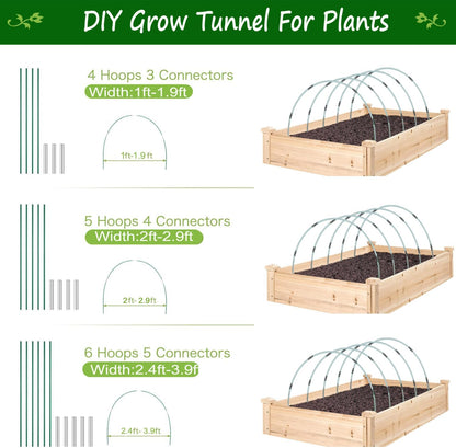 Garden Hoops for Raised Beds 3Set Row Cover Greenhouse Garden Grow Tunnel Netting Hoops, Greenhouse Support Hoop Flexible Fiberglass DIY for Outdoor Plant 18pcs Flexible Sticks
