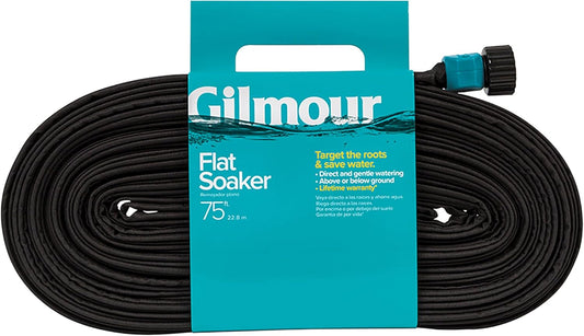 75' Black Flat Weeper Soaker Hose for Garden Beds, Drip Irrigation Outdoor Hose, Flexible Garden Hose for Vegetable Gardens, Flower Beds, Lawns, and Orchards