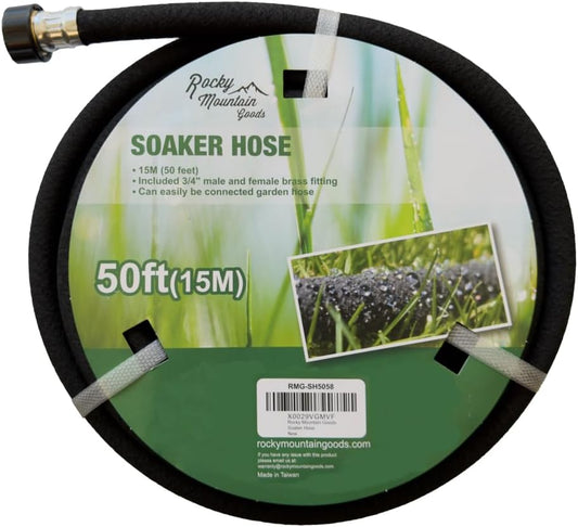 Soaker Hose - Heavy duty rubber - Saves 70% water - End cap included for additional hose connect - Great for gardens/flower beds - Reinforced fittings (50-Feet by 5/8-Inch)