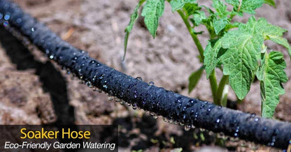 Soaker Hose - Heavy duty rubber - Saves 70% water - End cap included for additional hose connect - Great for gardens/flower beds - Reinforced fittings (50-Feet by 5/8-Inch)