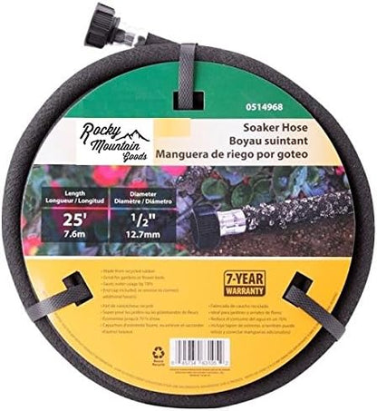 Soaker Hose - Heavy duty rubber - Saves 70% water - End cap included for additional hose connect - Great for gardens/flower beds - Reinforced fittings (50-Feet by 5/8-Inch)