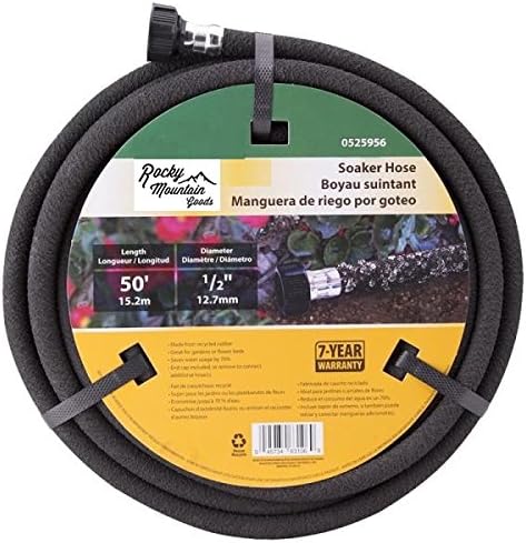Soaker Hose - Heavy duty rubber - Saves 70% water - End cap included for additional hose connect - Great for gardens/flower beds - Reinforced fittings (50-Feet by 5/8-Inch)