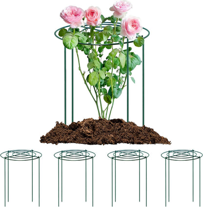 4pack Peony Cages and Supports, 18 x 24 Inch Four Legs Peony Cage, Heavy-Duty Peonies Support Cages, Peony Ring for Roses, Hydrangeas, Sage, Peonies, Cucumbers, Tomato